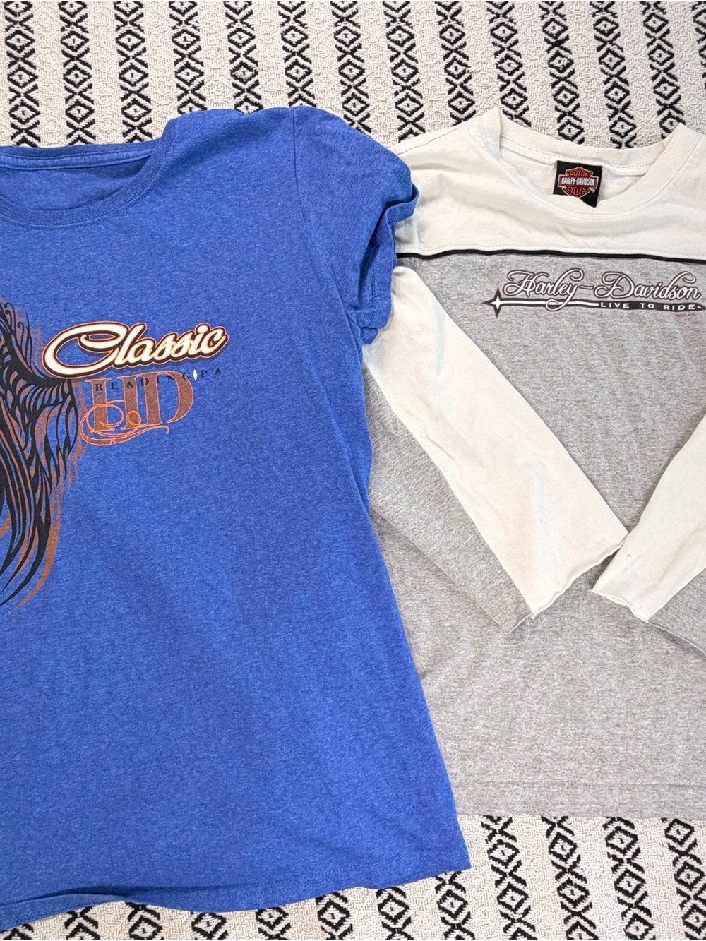 Lot of 2 vintage Y2K women's Harley-Davidson XL shirts 3/4 sleeve York Reading